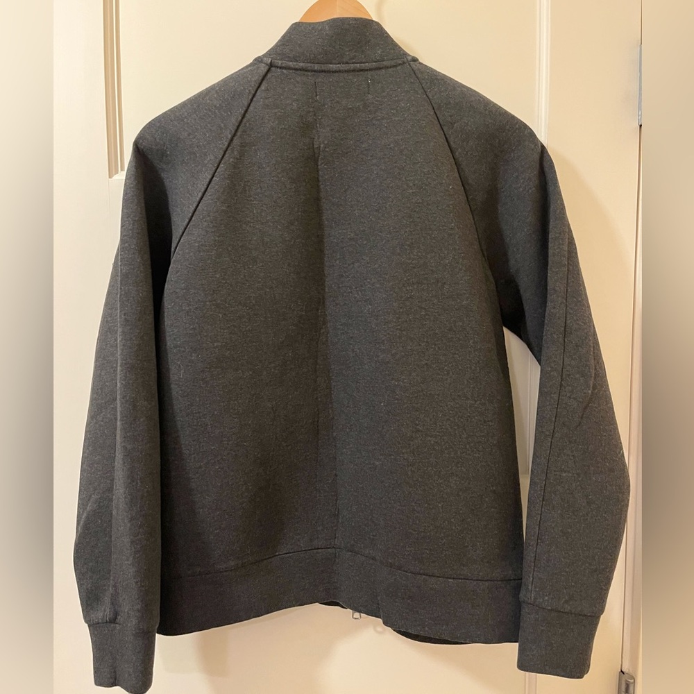 Discontinued Everlane • Street Fleece Bomber Jacket • Charcoal Gray • Petite S - Picture 4 of 7